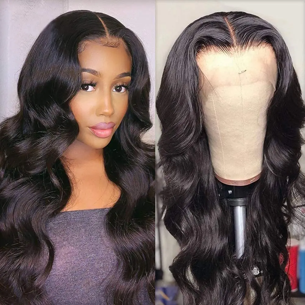 wholesale cuticle aligned raw hair glueless hd lace frontal wigs, Transparent Straight  curly wave 134 Lace Part Wig