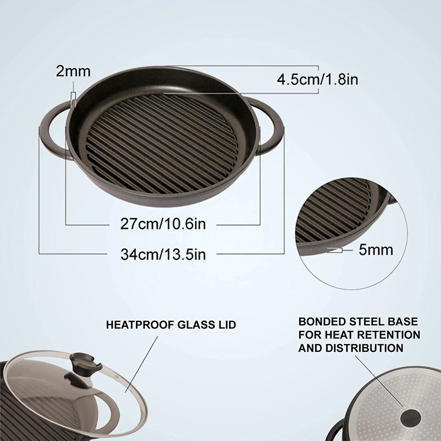 Roasting Round Pans Nonstick Grill Top Griddle Pan Bbq Vegetable seafood Fry Grill Cast Iron Griddle Pan