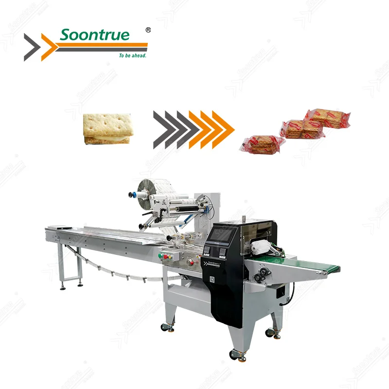automatic the best feeding biscuit sandwich connected flow packing machine line