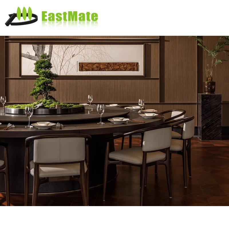 Hotel Restaurant Furniture Customized 5 Star Restaurant Set Solid Wood Round Dining Table Wooden Modern Booth Luxurious Retro