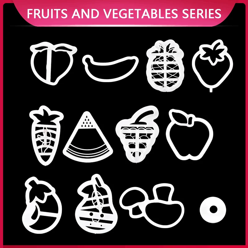 Hot Sale Fruits and Vegetables 3D Buns Mold Cookie Baking Cake Biscuit Cutting tools eggplant mushroom Plastic Cutter