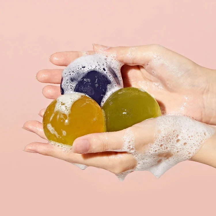 Private Label Natural Coconut Moisturizing Deep Clean Jelly Facial Cleansing Ball Facial Cleanser For Acne Pore Skin