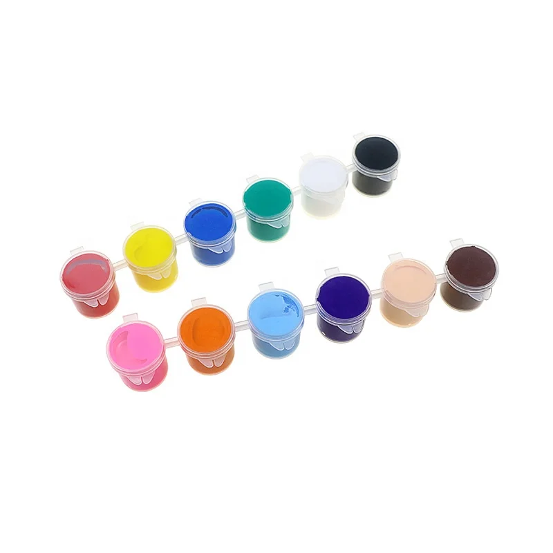 BECOL Promotional Professional 10ml*6 Colors Art Paint Pot Strips Non Toxic Dry Quick Acrylic Paint Set with Brush  for Kids