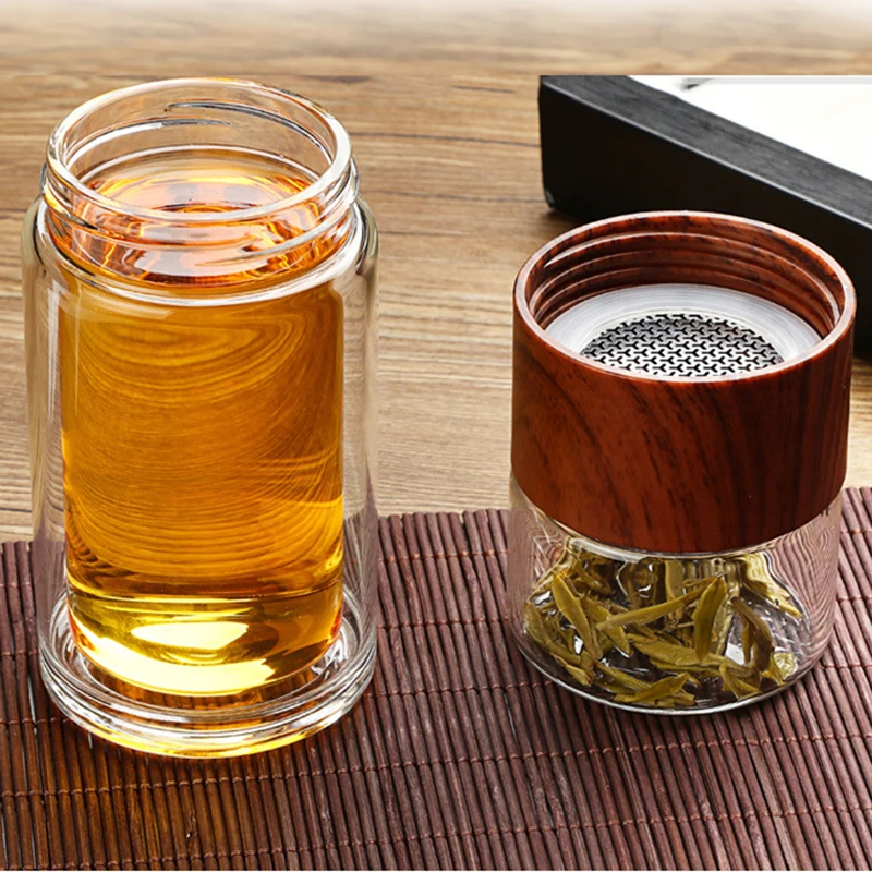 Горячая Распродажа двойная стеклянная чайная чашка Офисная бутылка для разделения воды