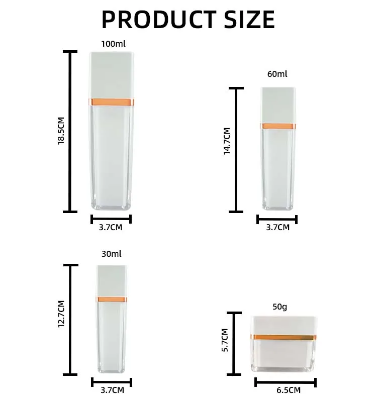 Custom White 50ml 30ml 60ml 100ml Plastic Cosmetic Bottles Empty Shower Pump Gel Serum Shampoo Jar Foam Spray Set
