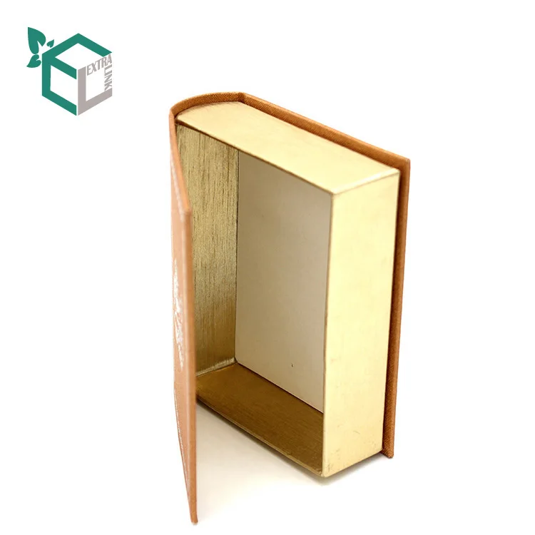 Wholesale Cheap Price High Quality Decorative Fake Book Boxes Hot Stamping Velvet Gift Box Book Shaped Packaging