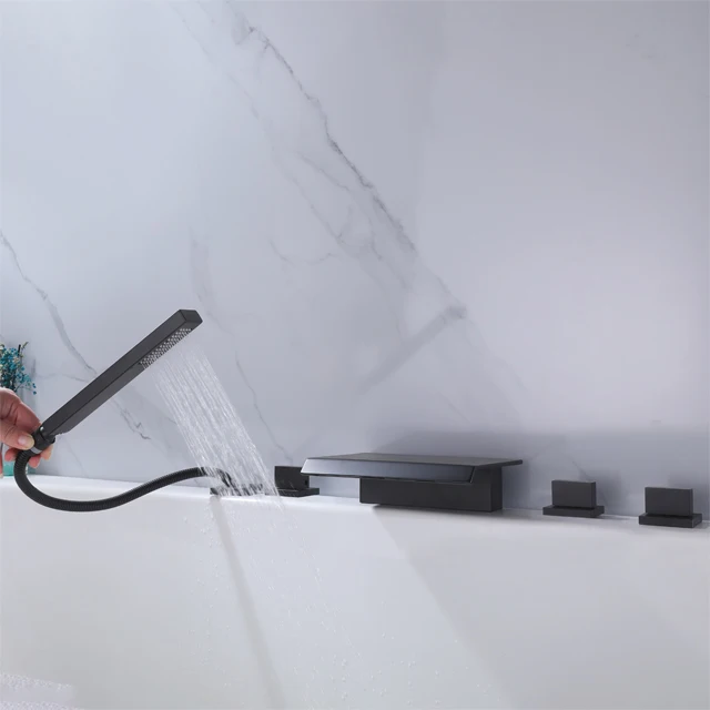 Whirlpool spa bathroom bathtub faucet set bath tubs and showers waterfall bathtub shower faucet 5 hole bath shower mixer