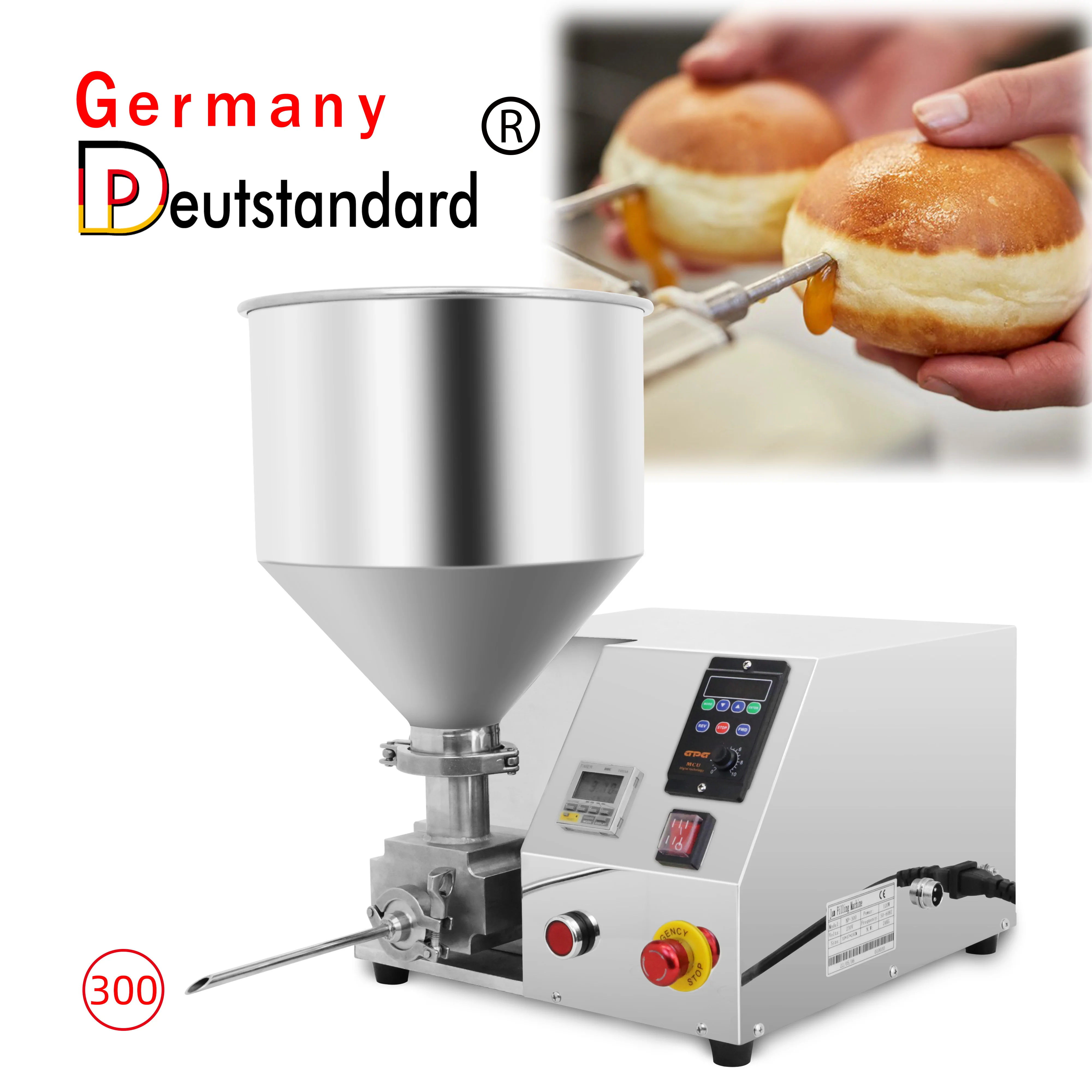 Germany Deutstandard NP-300 Single Double Spouts Automatic Pastry Cream Filling Machine For Filling Cakes Choux Puffs Croissant
