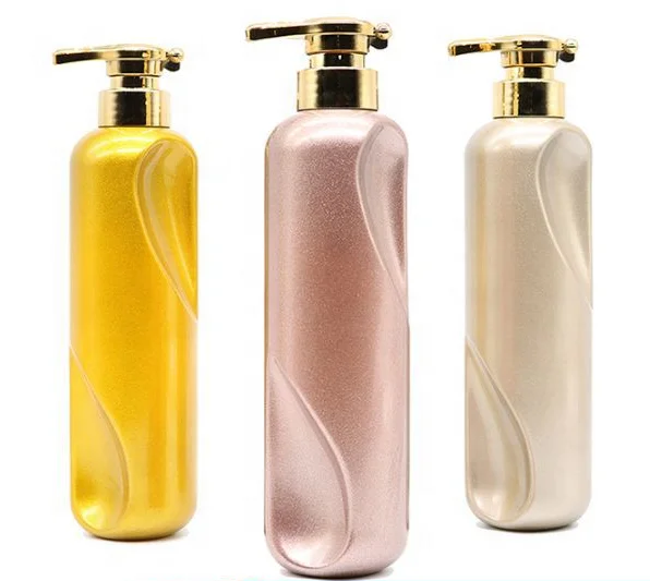 Wholesale luxury plastic empty 500ml 750ml metallic shower gel shampoo bottle lotion bottle with pump