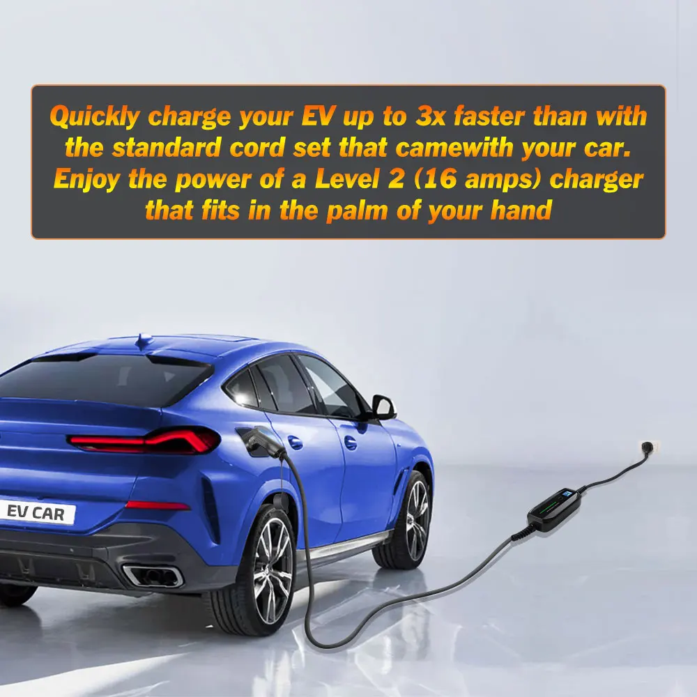 16A SAE J1772 Type1 to Schuko Plug Level 2 Portable EV Charging Box