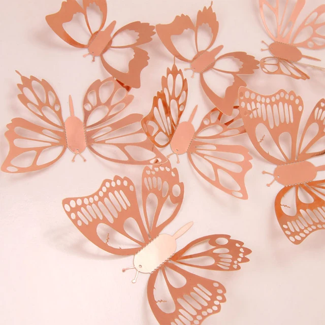 3d pink butterfly stickers wall stickers decor home decoration multicolour hollow golden paper butterflies wall sticker