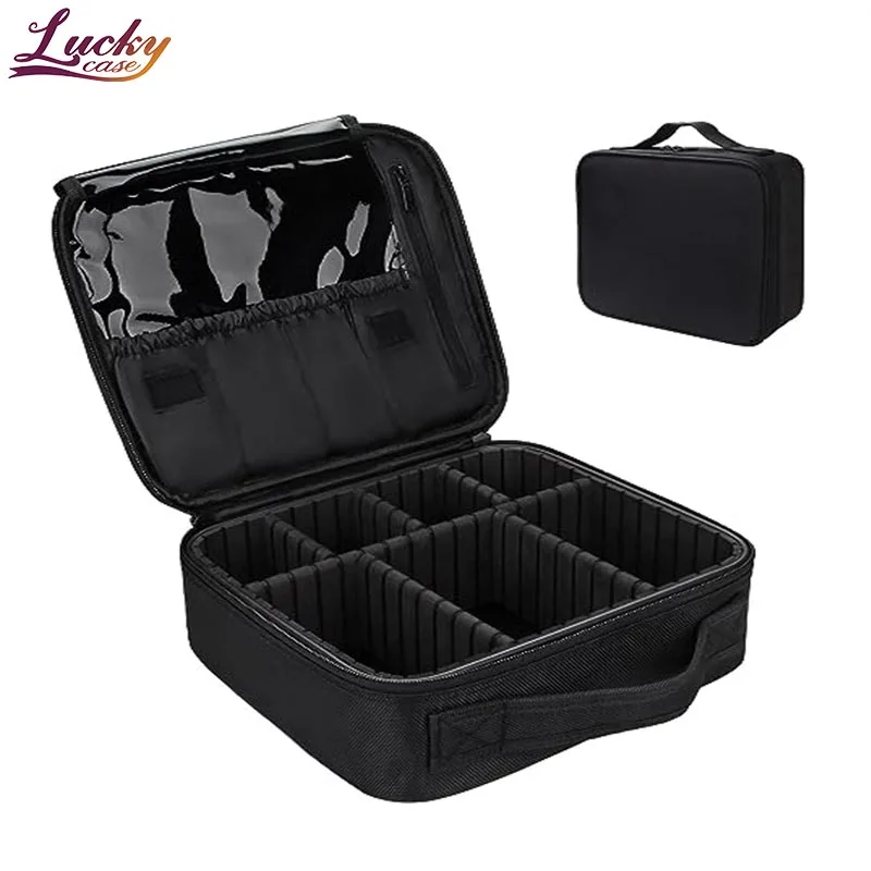 Factory Travel Makeup Boxes Case Professional Cosmetic with 4mm EVA Board Lighted Makeup Case Clear Makeup Case