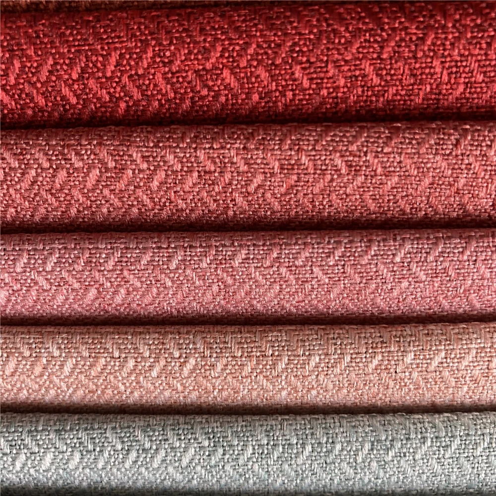 100% Polyester Imitated Linen Textile Upholstery Sofa Fabric Wheatear Linen Look Woven Stripes Design Plain Style