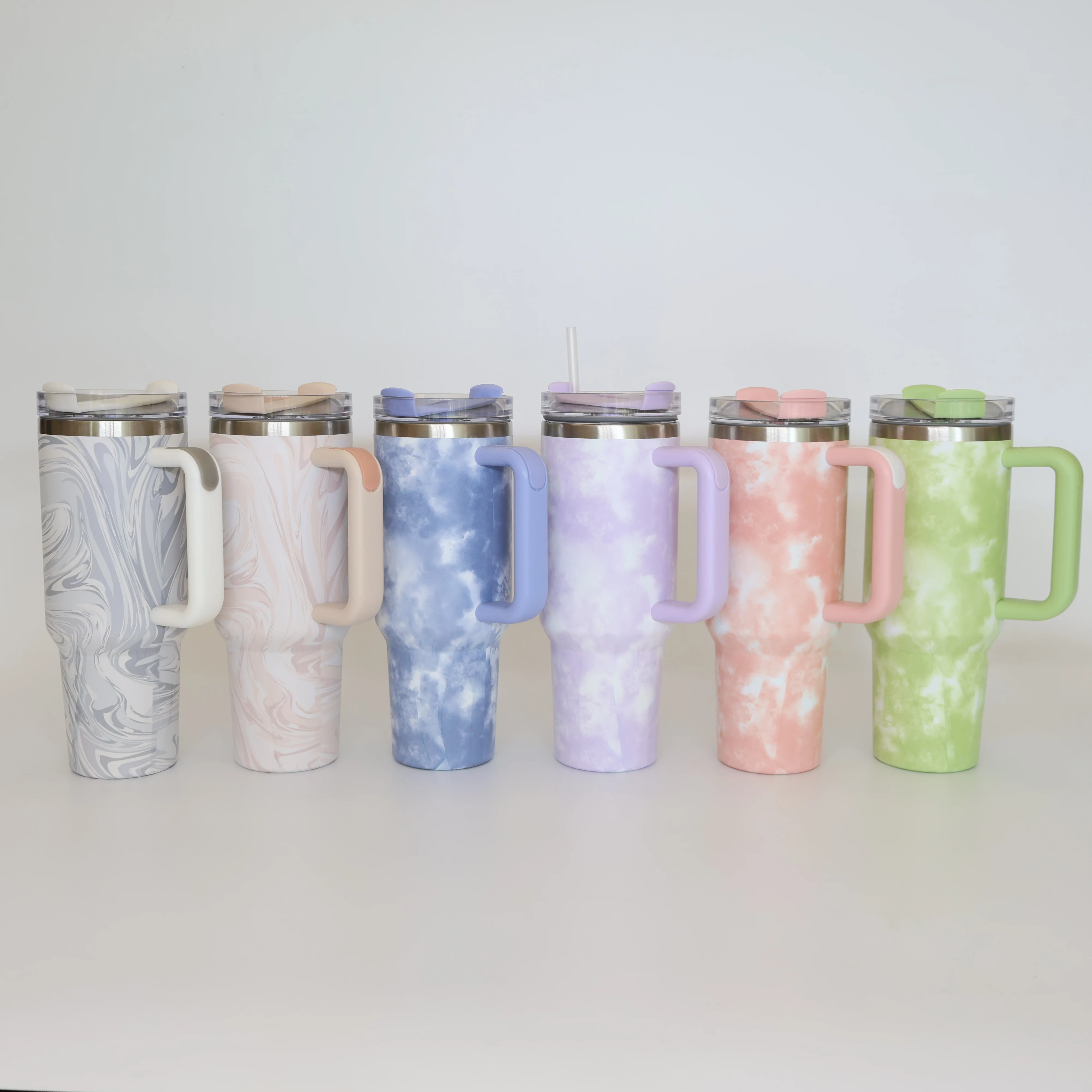 USA Warehouse Insulated Stainless Steel Water Bottle Cup Travel Coffee Mug Tie Dye Swirl Polar 40 oz Tumbler