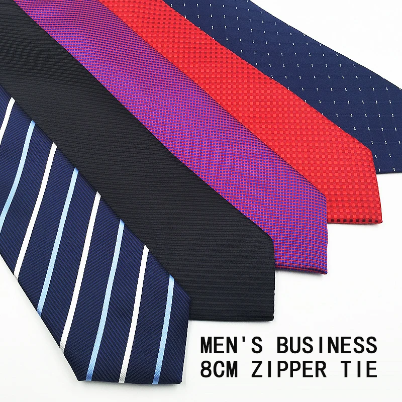 Мужской галстук 8 см Деловая одежда полосатый однотонный галстук на молнии оптовая продажа Подарки для мужчин тонкий галстук