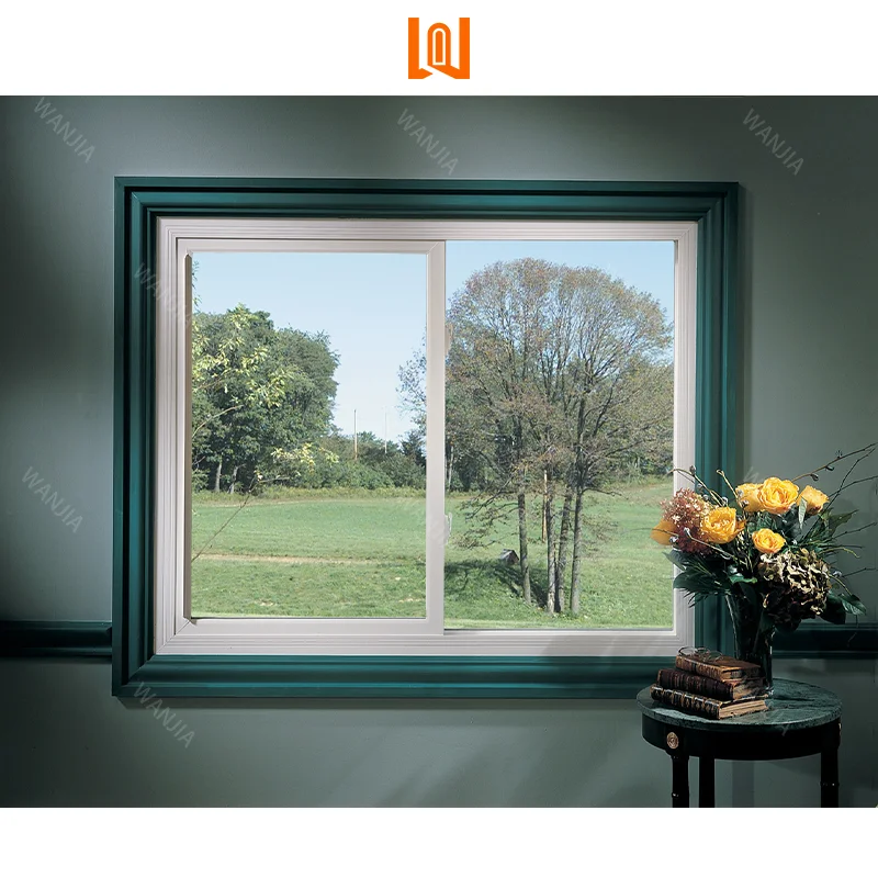 WANJIA Factory Customized UPVC Vinyl PVC Windows Plastic Glass Windows Interior Rooms Soundproof Double Sliding Windows