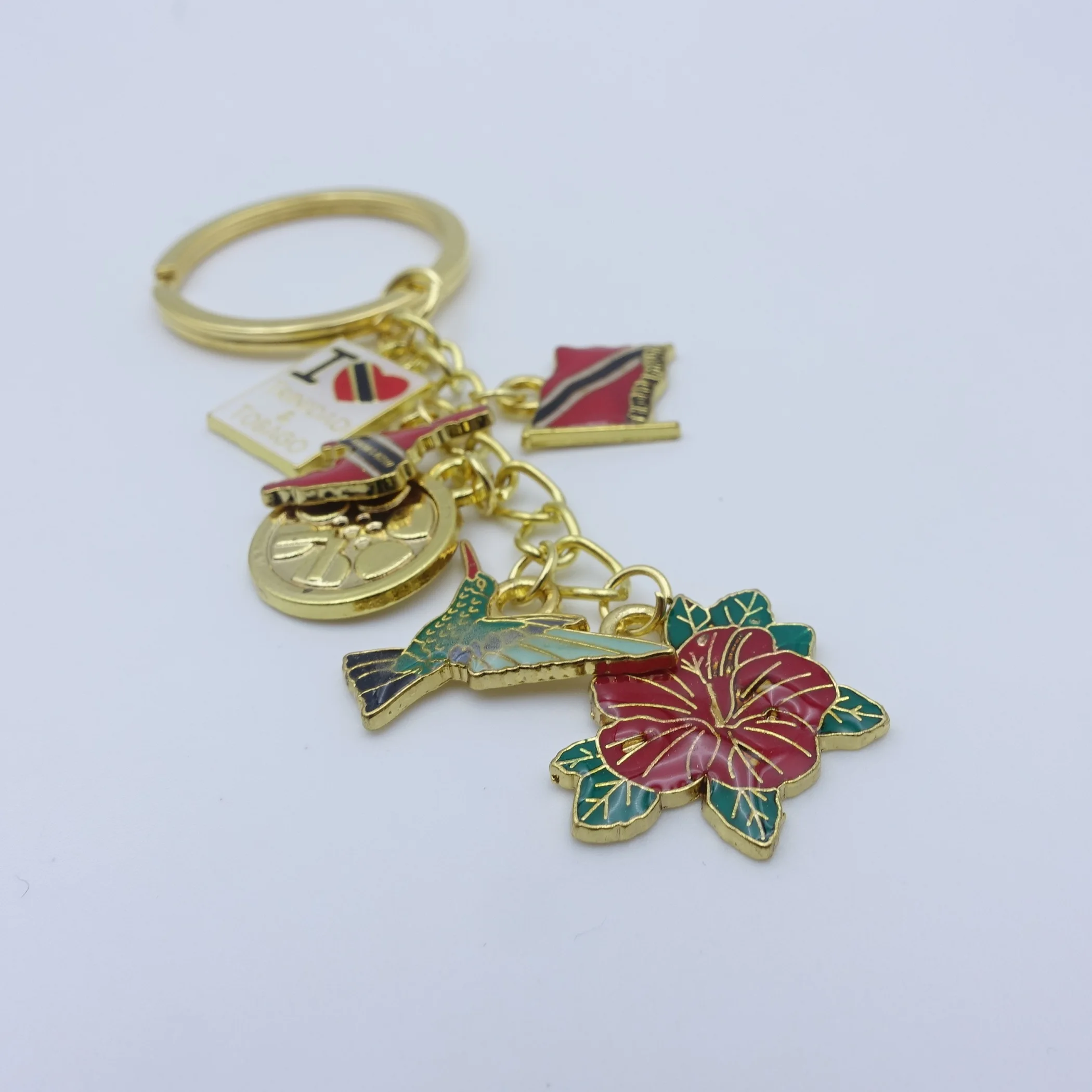 Custom Metal Raju Babani flower model plated gold key ring travel souvenir car pendant