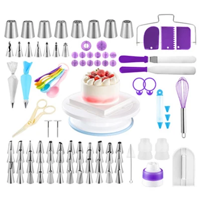 135 Pcs Cake Baking Tools Cake Decorating Set With Pen Cutter Brush And Turntable