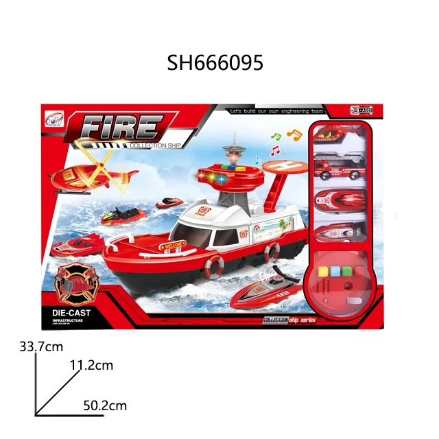 High Quality Model Simulation Control Alloy Car Fire Toy Boat Electric Toy Ship Toy For Kids