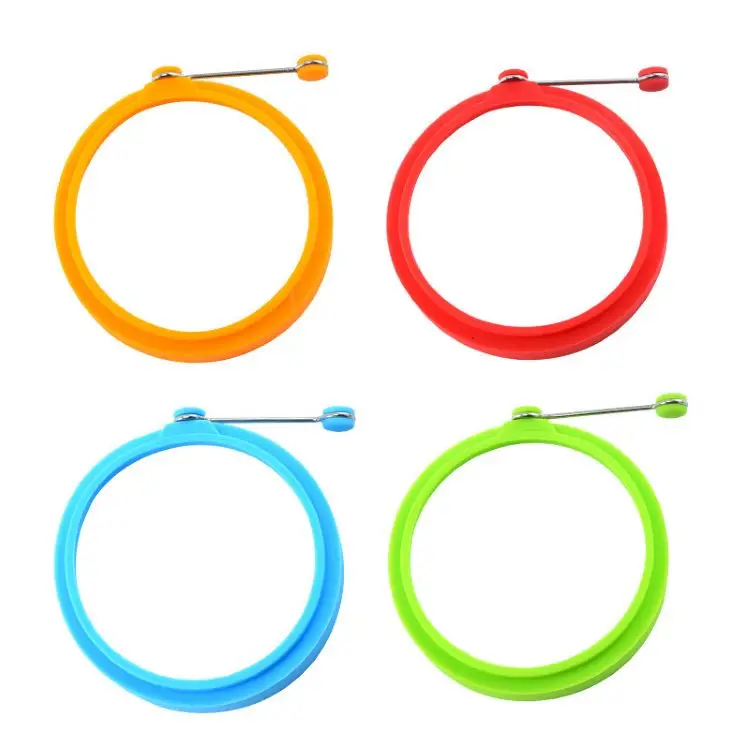 Food Grade Multicolor Non Stick  Silicone Round Egg Cooking Rings  Frying Egg Maker Molds Fit Fried Egg Or Pancake Rings