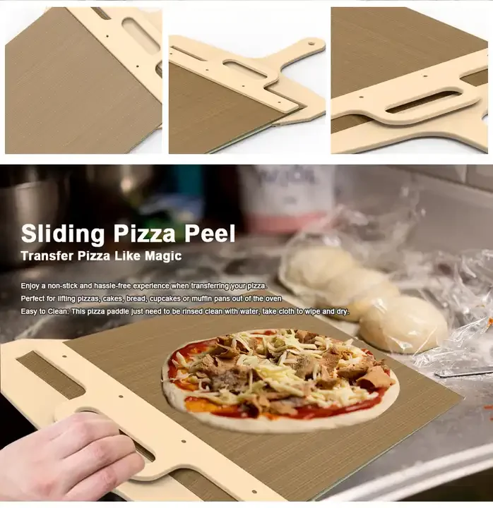 Sliding Pizza Peel That Transfers Pizza Perfectly, Wood Pizza Spatula Paddle, Accessory for Pizza Ovens