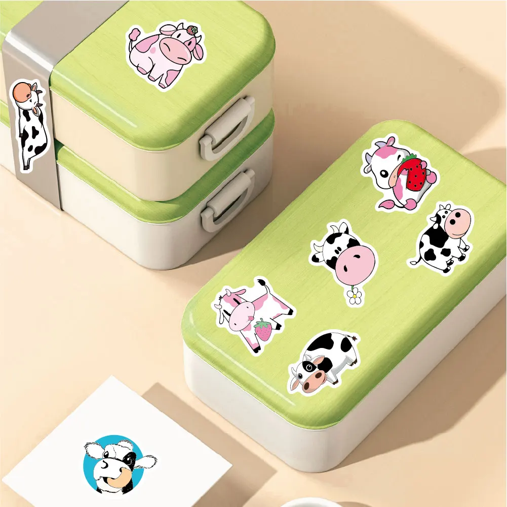 50PCS Animal Dairy Cattle Cow Cute PVC Waterproof Guitar Notebook Suitcase stickers for kids