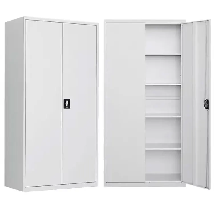 Manufacture Office Steel Cabinet Storage Metal Filing Cabinet Iron 2 Door Metal Cupboard with 4 adjustable shelves