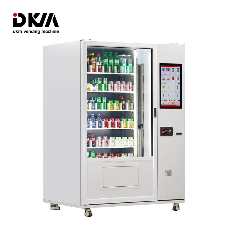 DKM lift combo perfume frozen food cosmetic fruit salad snack cold drink vending machine with elevator system lifting function