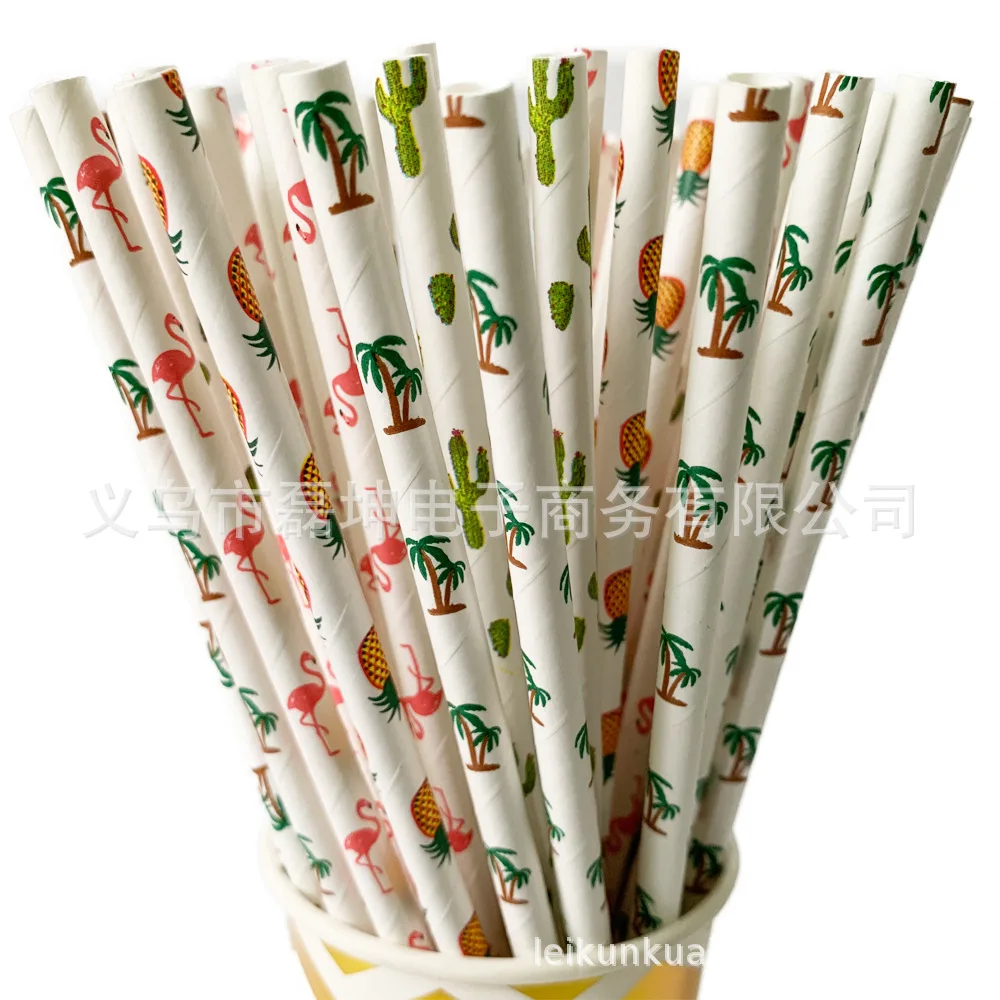Eco Friendly Drink Tubes Cocktail Paper Jumbo Straw Black Stripe Equipment For Happy Birthday Party Bubble Boba Tea Drinks