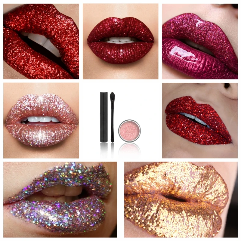 
Wholesale Glitter Lip Kit Lip Makeup Set Glitter Gloss Bond Dual Tip Applicator Set Make Your Own Logo Private Label 