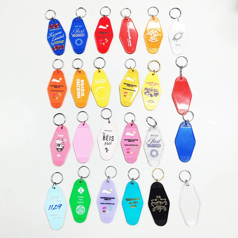 Personalized Plastic Blank ABS Hotel Keychain  Promotional Key Tags retro motel hotel keychain blank