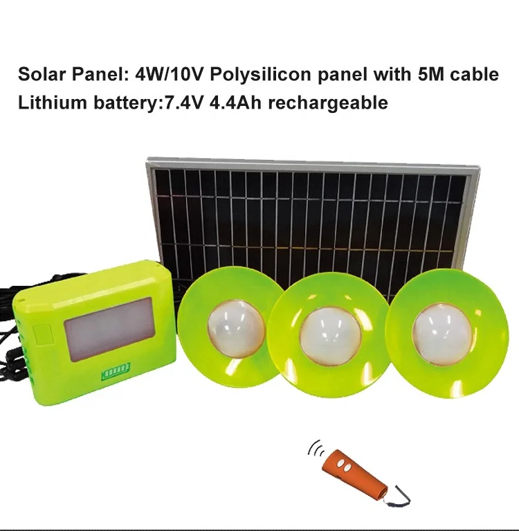 High Performance 4W/10V Polysilicon Panel Solar Light Kit With 5M Cable