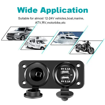 High quality 4.2 A 12 V dual USB charger with Cigarette Lighter Socket Splitter rocker switch panel for Automobile