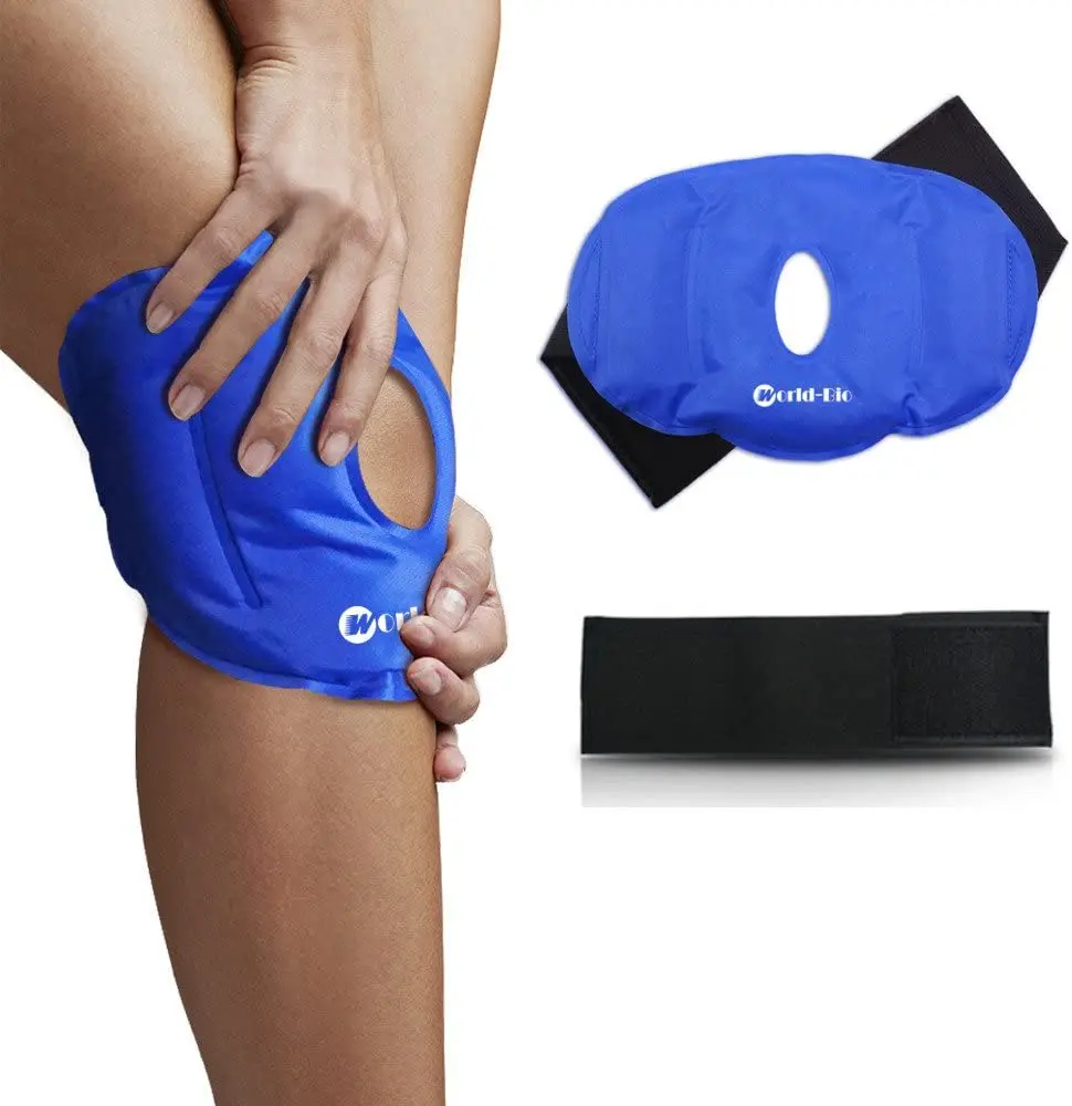 Custom logo knee ice pack hot cold compression rehabilitation gel ice pack with strap ice pack for knee surgery