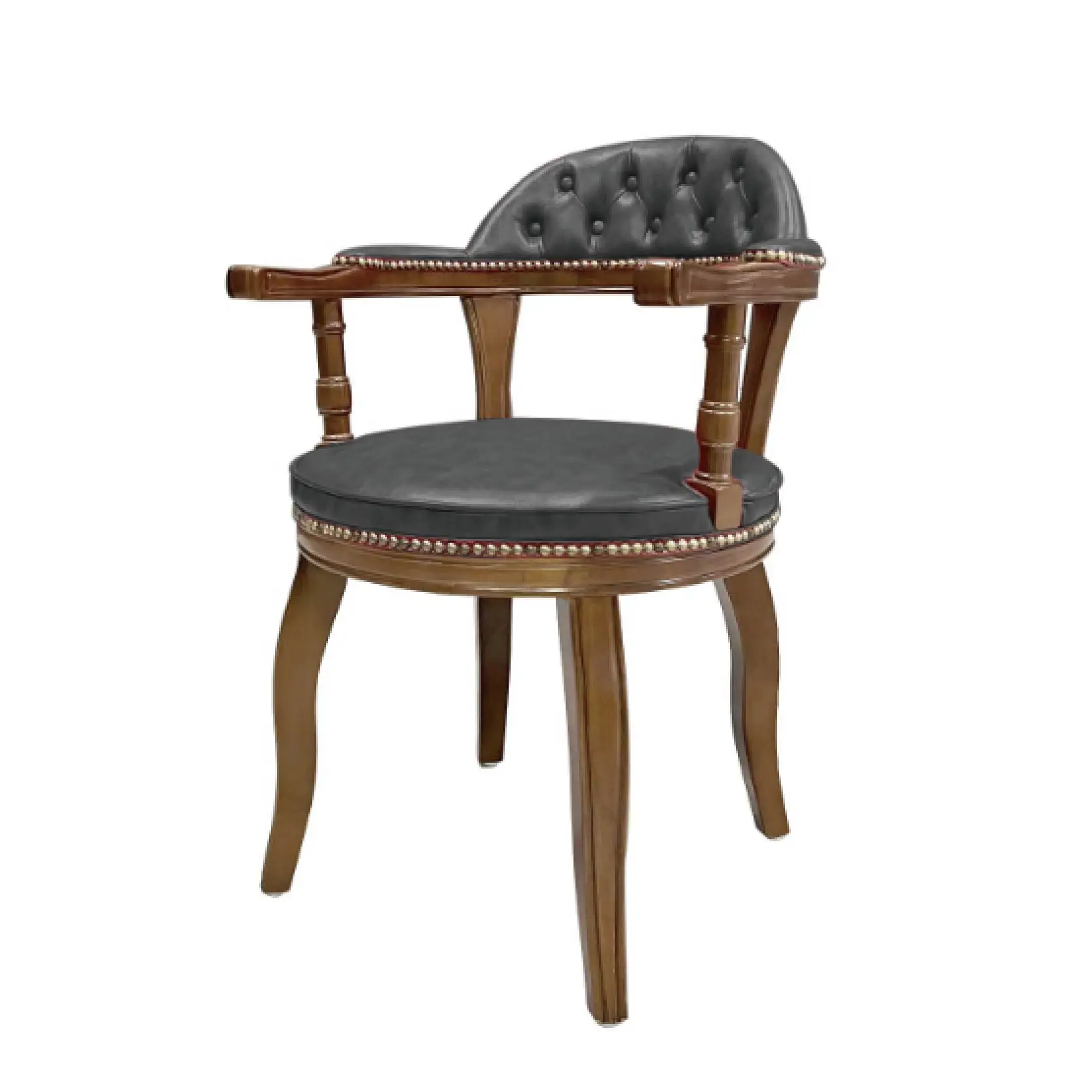 Antique beech Wood Dining Chair wax leather Dining Armchair Wooden Leather Visitor Chair Low Back Conference ash  Office Chair