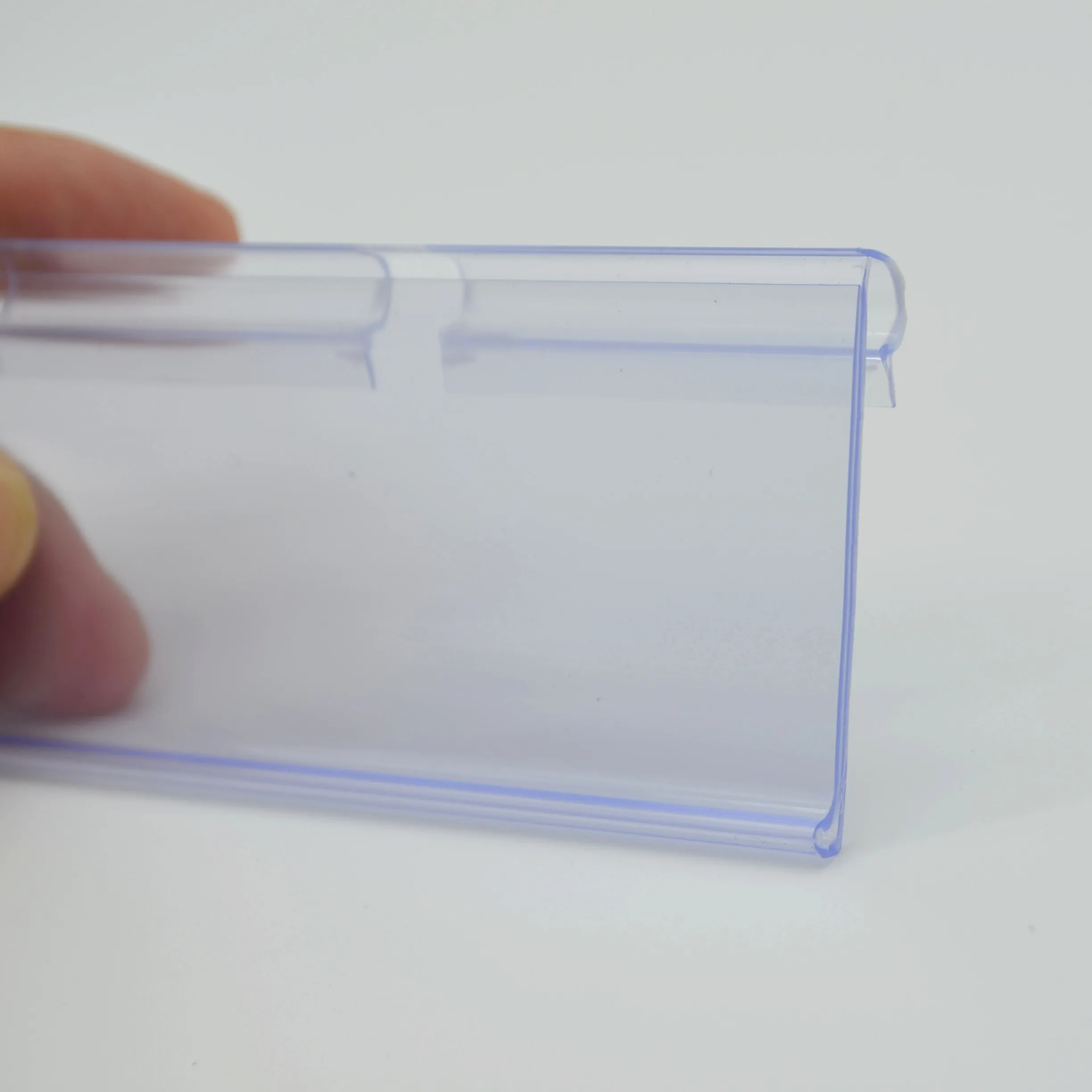 65mm length clear plastic pvc sign holder for supermarket shelf