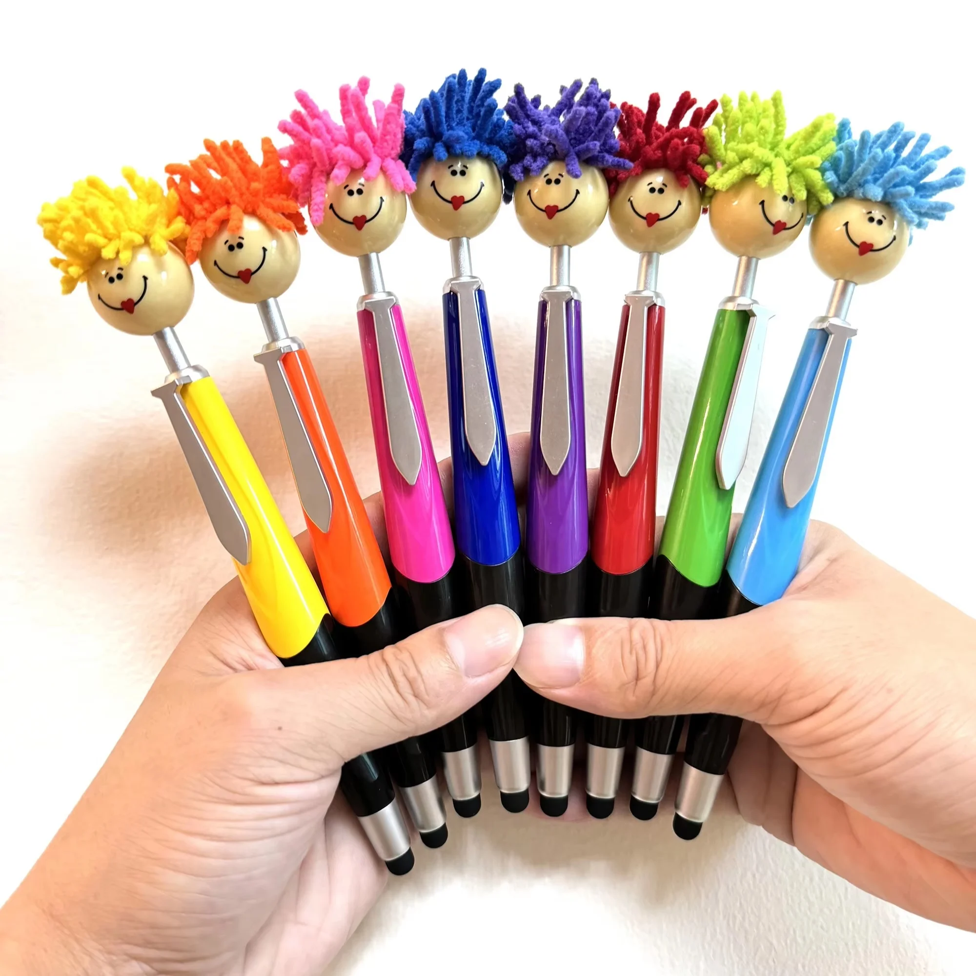 2025 новый дизайн Новинка стильная шариковая ручка каваи черный розовый синий желтый оранжевый фиолетовый Швабра Топ стилус милые забавные ручки для школы