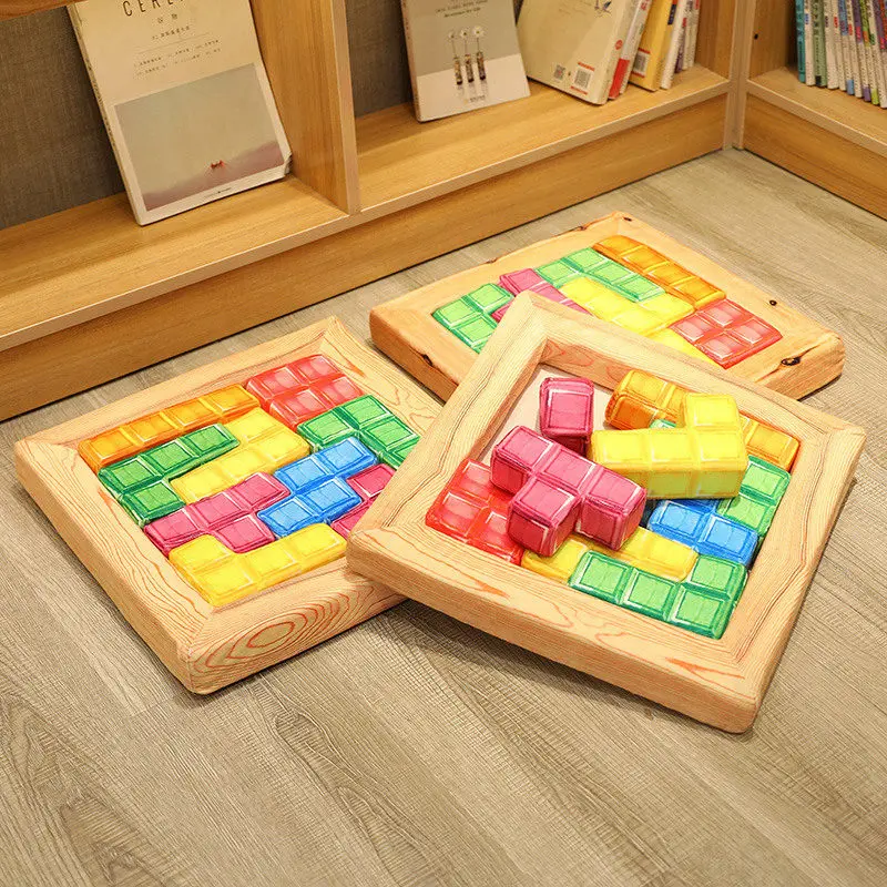 3D simulation sliding blocks plush pillows floor mat funny baby educational sliding blocks stuffed cushion plush toys
