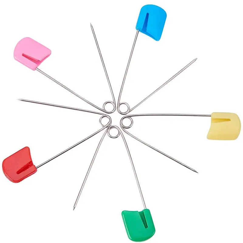 
Wholesale 100pcs 5 Color Diaper Safety Pins With box baby plastic Head safety pin for baby cloth 
