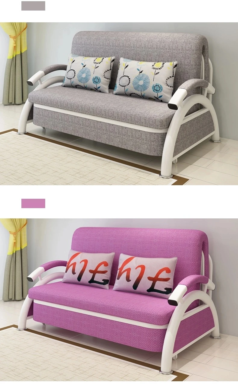 Modern Cum Sofas Bed Small Living Room Furniture Fabric Foldable Beds Sofa Hotels Functional Metal Single Seat Folding Sofa Bed