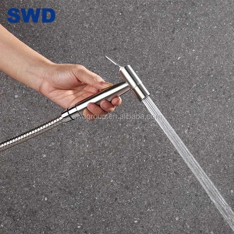 Stainless Steel Brass Hand Held Bidet Sprayer Set Shattaf Toilet Hose Mixer T-Valve Set Cold And Hot Water Bidet