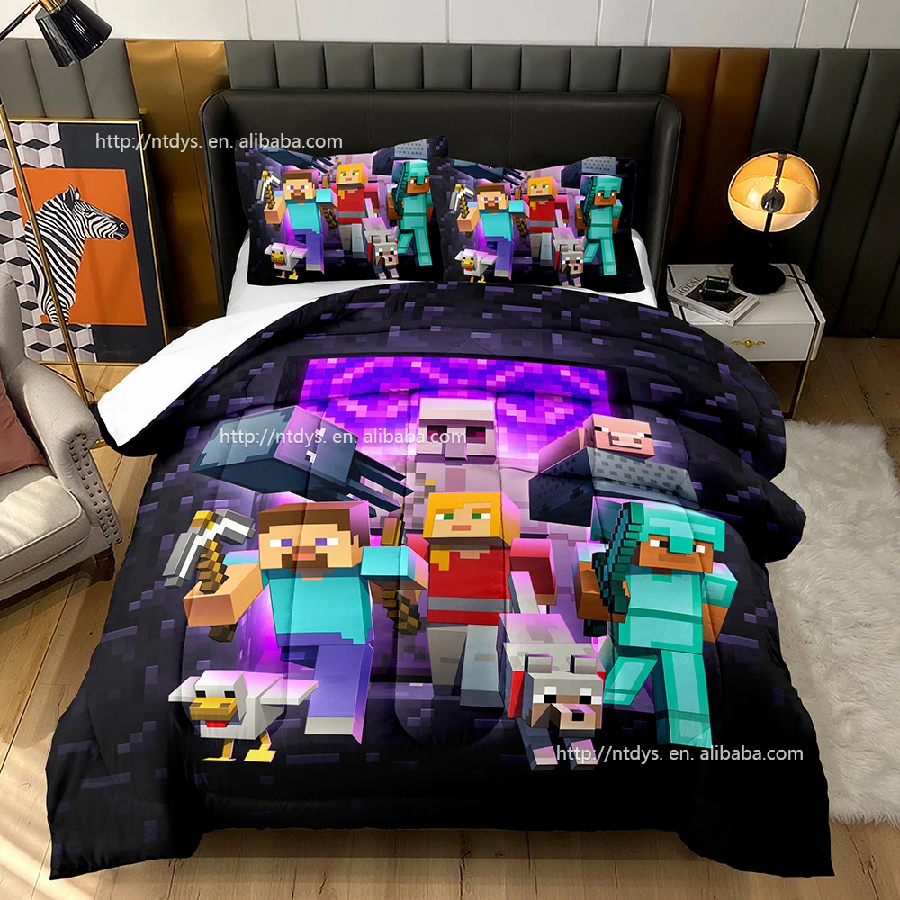 Wholesale Factory 3D my world LEGO print four seasons washable fluffy quilt