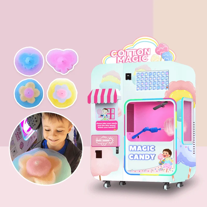 Floss Flower Vending Machine Phone Monitor Candy Cotton Vending Machines Cotton Candy Vending Machine For Business
