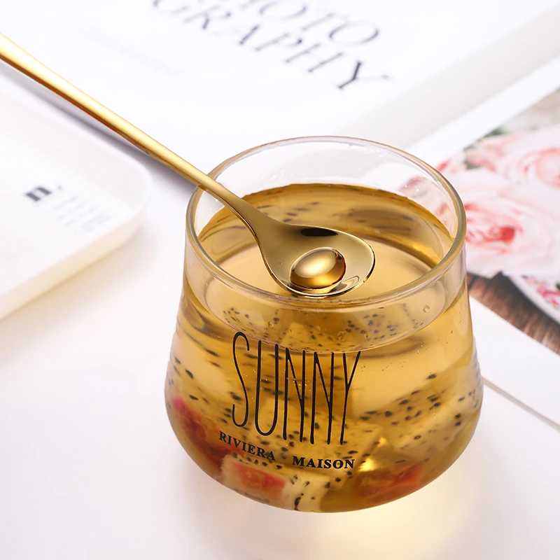 Customized Stainless Steel Rainbow Long Handle Coffee Spoon Dessert Spoon Cocktail Titanium Metal Spoon