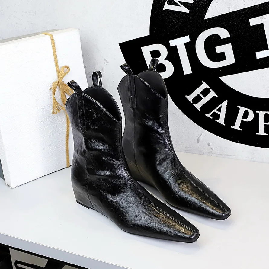 Women Wedge High Heels Boot Zipper High Platform Chunky Heels Plus Size Ankle Boots Shoes Femme Botas Footwear