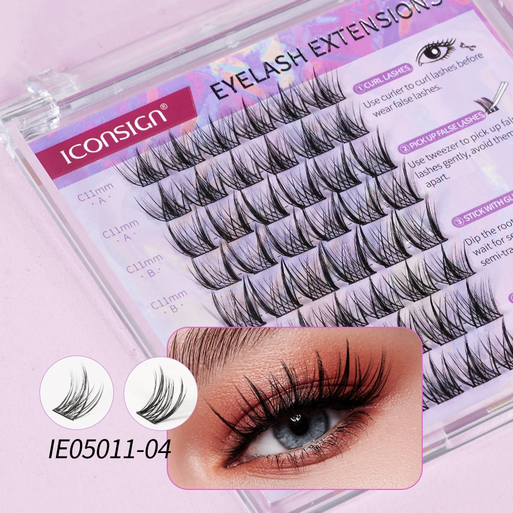 Wholesale individual lash clusters eyelash 3d faux mink diy lash extension kit Pre-cut segment cashmere eyelash extensions