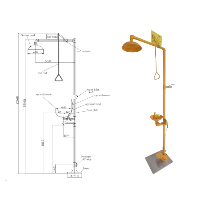 ABS coating Combination Eyewash/Shower emergency eye wash station
