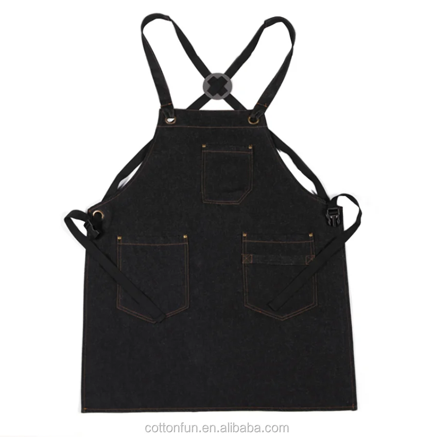 2020 new model embroidery logo cotton kitchen apron/garden apron
