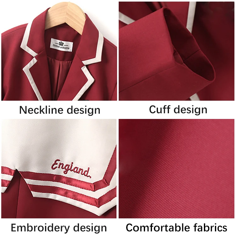 Custom Polyester/Cottton Student School Uniform Set Summer Autumn Winter Girls Boys Kids School Uniforms Drees Suits