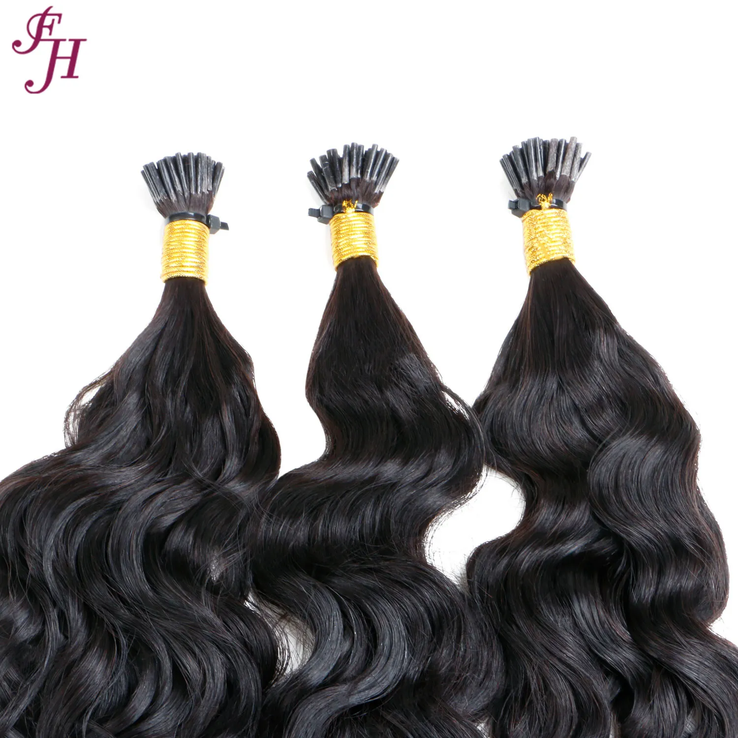 FH Hair Cuticle Aligned Brazilian Human Hair Extensions Wholesale Water Wave Keratin i-Tip Hair Natural Wave Style